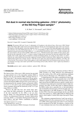 Hot Dust in Normal Star-Forming Galaxies: $\Vec{JHK}$ $L^\Prime