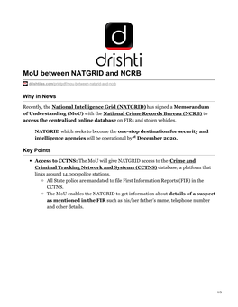 Mou Between NATGRID and NCRB