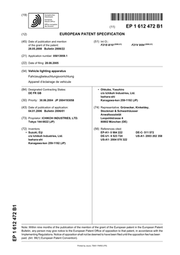 Vehicle Lighting Apparatus Fahrzeugbeleuchtungsvorrichtung Appareil D’Éclairage De Vehicule