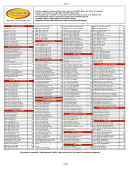 Sheet1 Page 1 *Prices Are Subject to Change Without Notice. Prices Are