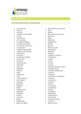Gás Brasiliano Lista De Municípios Concedidos