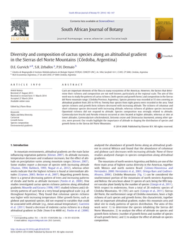 Diversity and Composition of Cactus Species Along an Altitudinal Gradient in the Sierras Del Norte Mountains (Córdoba, Argentina)