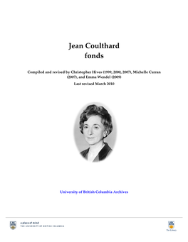 Jean Coulthard Fonds