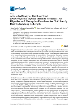 A Detailed Study of Rainbow Trout (Onchorhynchus Mykiss) Intestine Revealed That Digestive and Absorptive Functions Are Not Linearly Distributed Along Its Length