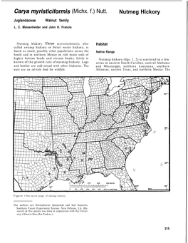 Carya Myristiciformis (Michx. F.) Nutt. Nutmeg Hickory Juglandaceae Walnut Family