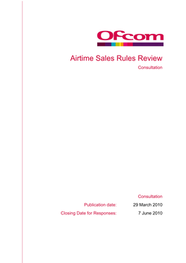 Airtime Sales Rules Review Consultation