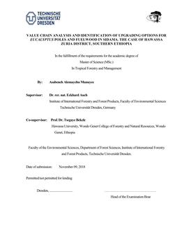 Value Chain Analysis and Identification of Upgrading Options for Eucalyptus Poles and Fuelwood in Sidama