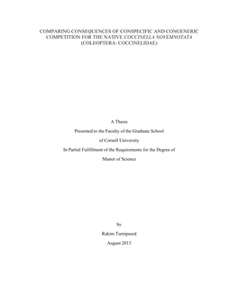 Comparing Consequences of Conspecific and Congeneric Competition for the Native Coccinella Novemnotata (Coleoptera: Coccinelidae)