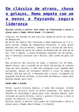 Nos Pênaltis, Remo Vence O Paysandu E Conquista O Título Do Paraense Sub-15