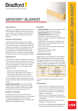 Anticon Blanket Isdesigned to Provide Acoustic & Efficient Applications the Blanket to Provide Anoverlap for the Sealing Blankets