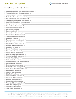 ABA Birding Checklist