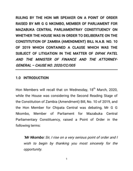 Ruling on Nkombo Point Of