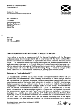 The Scottish Government and Parliament As Expressed in the Motion Passed at the Conclusion of Stage 1