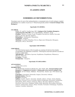 Nomina Insecta Nearctica Classification Suborder