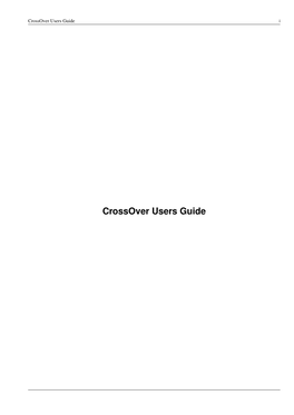 Crossover Users Guide I