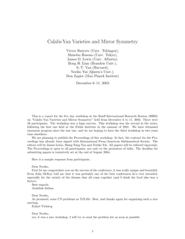 Calabi-Yau Varieties and Mirror Symmetry