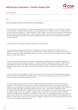 CMS Energy Corporation - Climate Change 2018