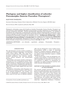 Phylogeny and Higher Classification of Suborder Psocomorpha