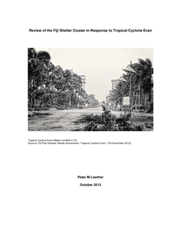 Review of the Fiji Shelter Cluster in Response to Tropical Cyclone Evan