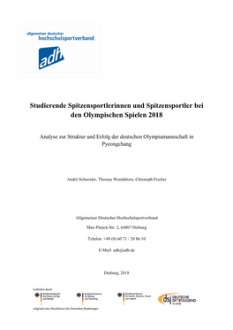 Studierende Spitzensportlerinnen Und Spitzensportler Bei Den Olympischen Spielen 2018