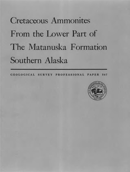 Cretaceous Ammonites from the Lower Part of the Matanuska Formation Southern Alaska