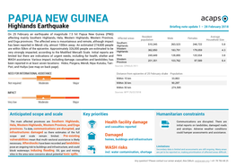 PAPUA NEW GUINEA Highlands Earthquake