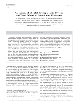 Assessment of Skeletal Development in Preterm and Term Infants by Quantitative Ultrasound