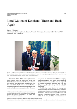 Lord Walton of Detchant: There and Back Again