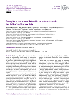 Articles Are Not Cited, Are Available Upon Request from Rahimzadeh, F., Tagipour, A., Rupa Kumar, K., Revadekar, J., Marcin Koprowski (Koper@Umk.Pl)