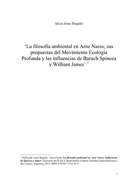 Alicia Irene Bugallo, La Filosofía Ambiental De Arne Naess