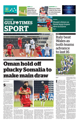SPORT Page 2 EUROS Italy Beat Wales As Both Teams Advance to Last 16