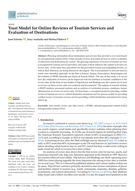 Trust Model for Online Reviews of Tourism Services and Evaluation of Destinations