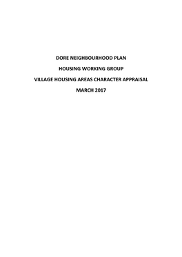 Neighbourhood Plan HOUSING AREAS CHARACTER APPRAISAL