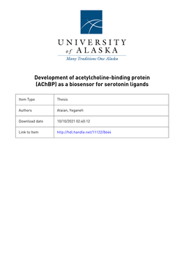 Development of Acetylcholine-Binding Protein (Achbp) As a Biosensor for Serotonin Ligands