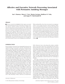 Affective and Executive Network Processing Associated with Persuasive Antidrug Messages