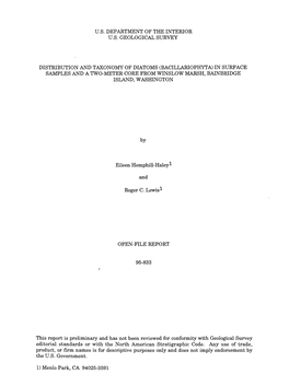 Distribution and Taxonomy of Diatoms (Bacillariophyta) in Surface Samples and a Two-Meter Core from Winslow Marsh, Bainbridge Island, Washington
