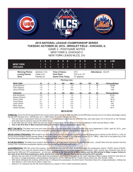 2015 NLCS Game 3 Postgame Notes.Indd