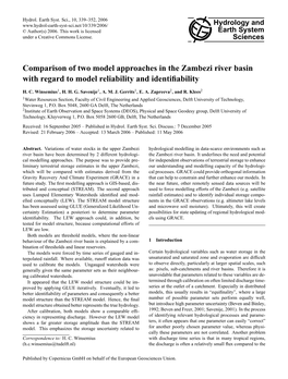 Comparison of Two Model Approaches in the Zambezi River Basin with Regard to Model Reliability and Identiﬁability