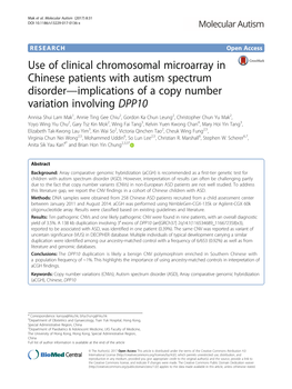 Use of Clinical Chromosomal Microarray In