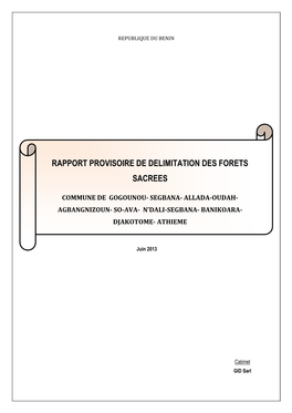 RAPPORT PROVISOIRE FORETS SACREE 160713X