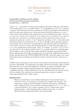 Liturgical Rites and Prayers Used by a Bishop in Latin, Decorated Manuscript on Parchment Central France, C. 1040-1075 I
