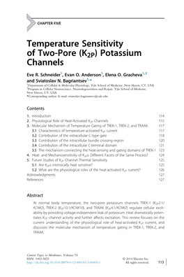 Chapter Five – Temperature Sensitivity of Two-Pore (K2P) Potassium Channels