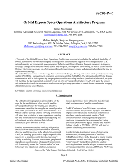 Orbital Express Space Operations Architecture Program