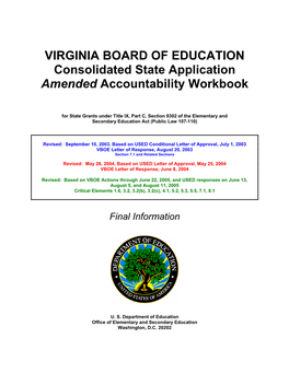Virginia Consolidated State Application Workbook (PDF)