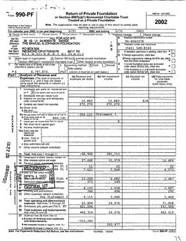 Return of Private Foundation PF Or Section 4947(Ax1) Nonexempt Charitable Trust Treated As a Private Foundation 2002 Department of the Treasury Note