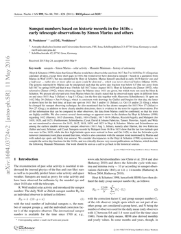 Sunspot Numbers Based on Historic Records in the 1610S-Early