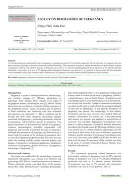 A STUDY on DERMATOSES of PREGNANCY Neerja Puri, Asha Puri