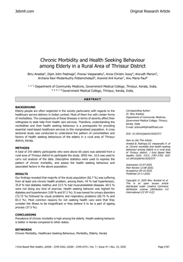 Chronic Morbidity and Health Seeking Behaviour Among Elderly in a Rural Area of Thrissur District