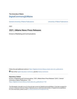 2021, Umaine News Press Releases