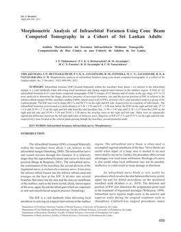 Morphometric Analysis of Infraorbital Foramen Using Cone Beam Computed Tomography in a Cohort of Sri Lankan Adults